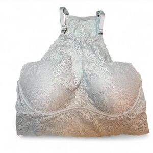 PINK Victoria's Secret Lace High Neck Bralette - Gray